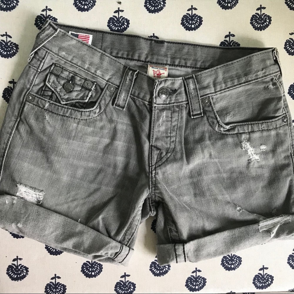 True Religion Women’s Gray Jean Shorts, Brand New